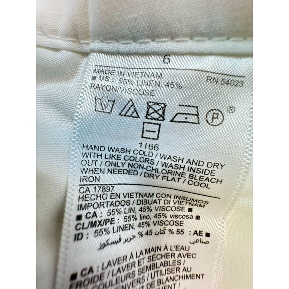 Old Navy Womens Pineapple Print Linen Blend Shorts Size 6 White & Gold - Picture 4 of 9